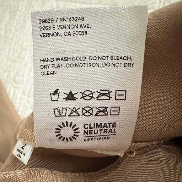 Reformation Mason High-Waist Wide-Leg Trouser Pant Khaki Women’s 2 - Picture 9 of 12